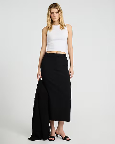 Editor Studio Stretch Twill High Waisted Maxi Skirt | Express