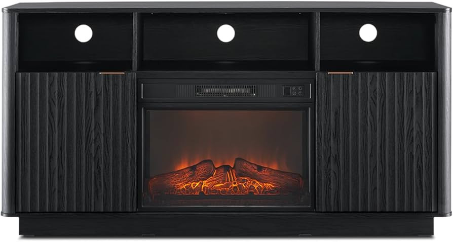 Mopio Brooklyn Electric Fireplace TV Stand with Storage for up to 70 Inch TV, Modern Farmhouse En... | Amazon (US)