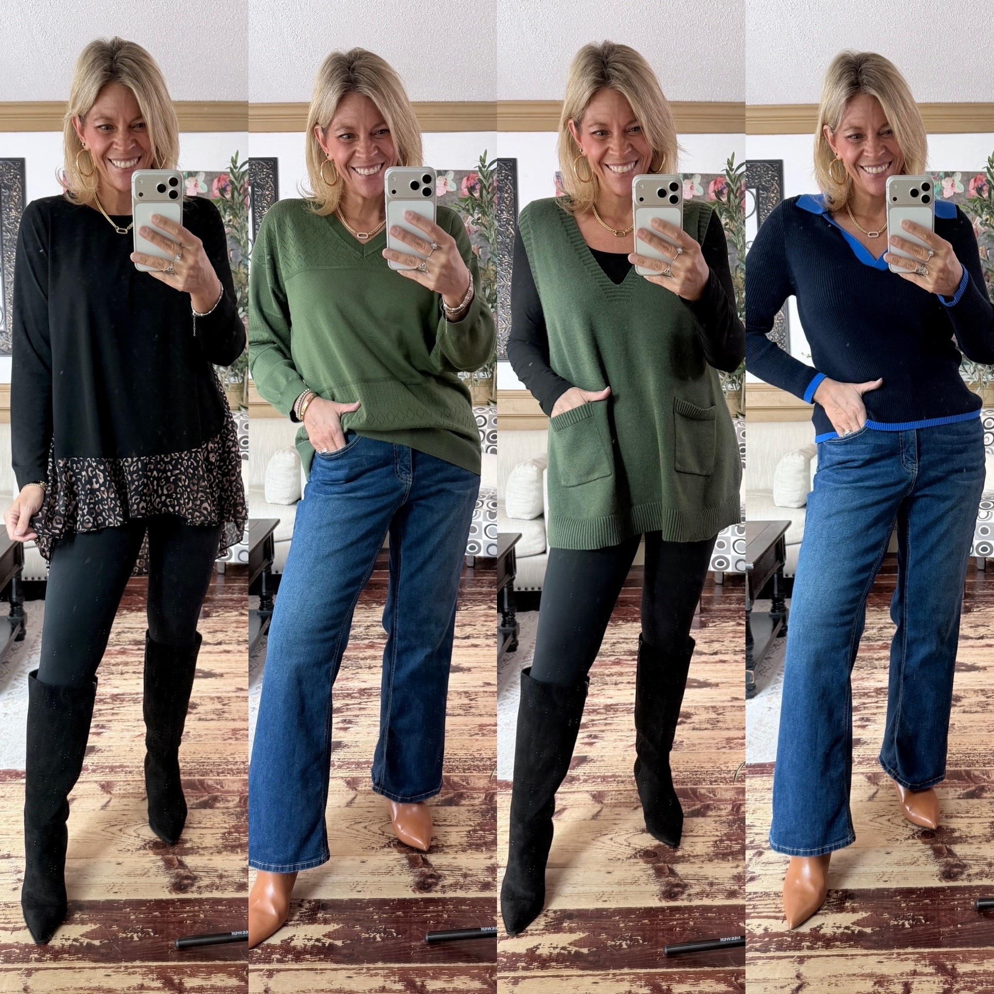 Bloomchic super soft knitwear- size 10 in each top: 12 in the jeans s but I could have sized down to the 10

#LTKOver40 #LTKMidsize #LTKSeasonal