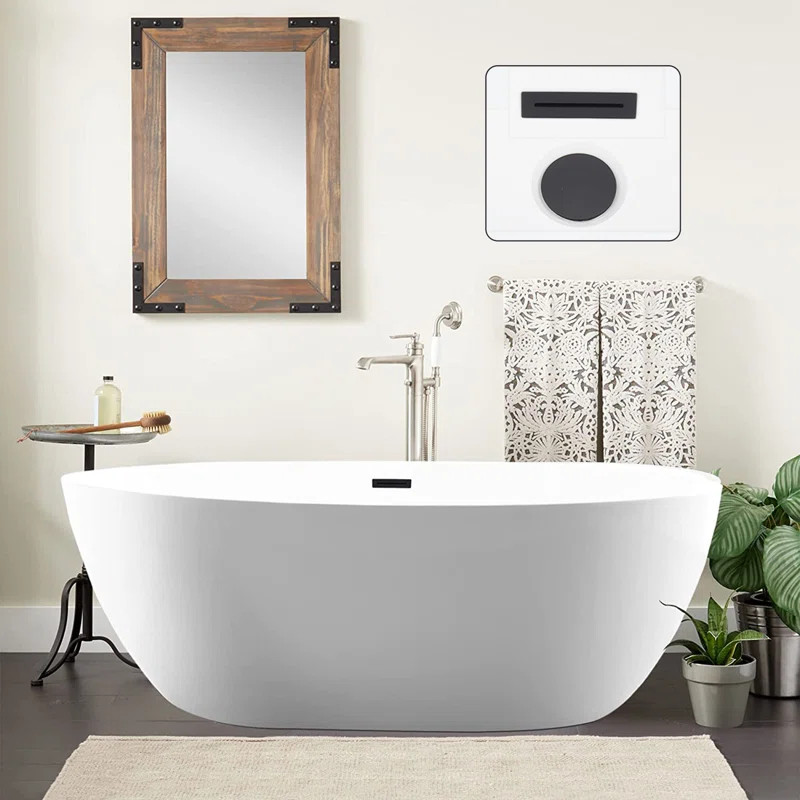 VA6834-MB-S 55.1'' x 31.9'' Freestanding Soaking Acrylic Bathtub | Wayfair Professional
