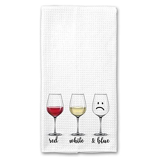 Red, White and Blue Funny Wine Drinker Kitchen Microfiber Bar Tea Towel | Amazon (US)