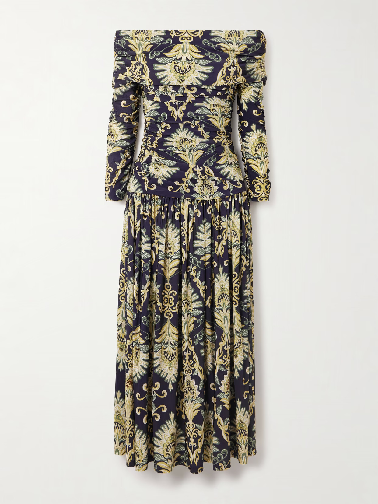 Farm Rio - Wonderful Arabesque Off-the-shoulder Printed Stretch-jersey Maxi Dress - Yellow | NET-A-PORTER (US)