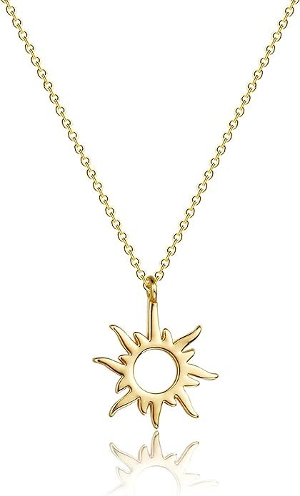 MIDEEO 14K Gold Leaf Pendant Necklaces for Women Dainty Sun Coin Choker Medallion Moon Star Neckl... | Amazon (US)