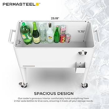 Permasteel 80 Quart Party Cooler, Rolling Ice Chest with Wheels and Handles for Indoor Outdoor Pa... | Amazon (US)