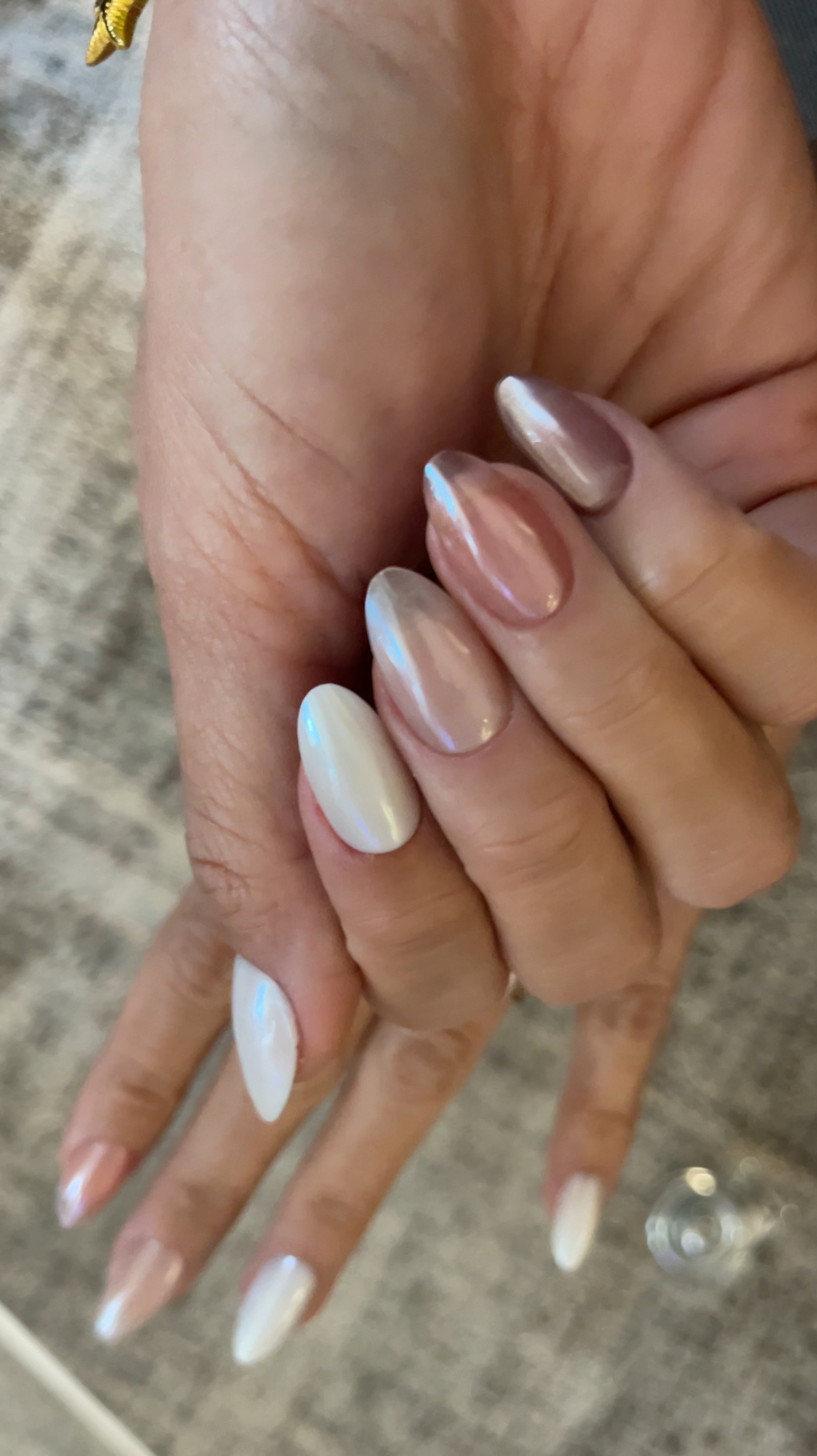 Nude manicure leveled up! This effect looks more like iridescent pearl chrome powder than the semi cured cat eye effect already on these softgel / gel-X nails. The nail set comes with enough nails to do a solid manicure or mix and match colors or use one of each shade for this neutral pearly ombré manicure. These are soak off gel nails that are semicured and then finished with gel glue and uv led nail lamp. 

I’ve also linked my favorite iridescent chrome effect powders for the girlies who like to DIY nails 💅🏽

#LTKFindsUnder50 #LTKBeauty