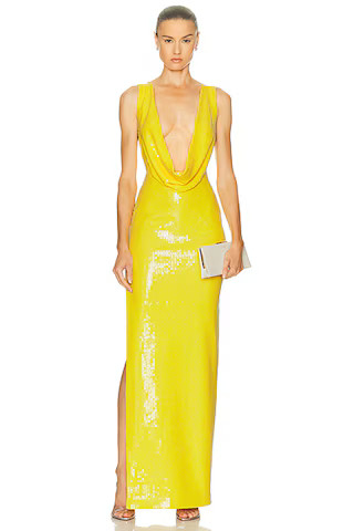 Draped Cowl Column Dress | FWRD 