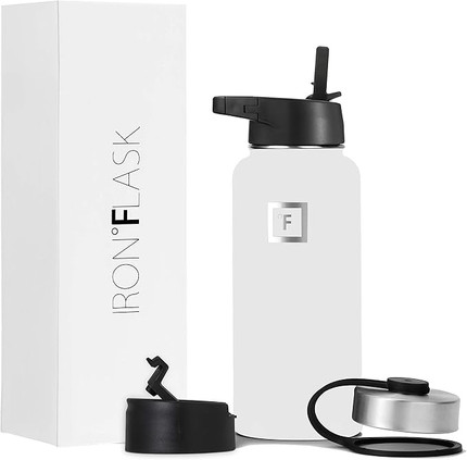 Click for more info about Iron Flask Sports Water Bottle - 32 Oz, 3 Lids (Straw Lid),Vacuum Insulated Stainless Steel, Doub...
