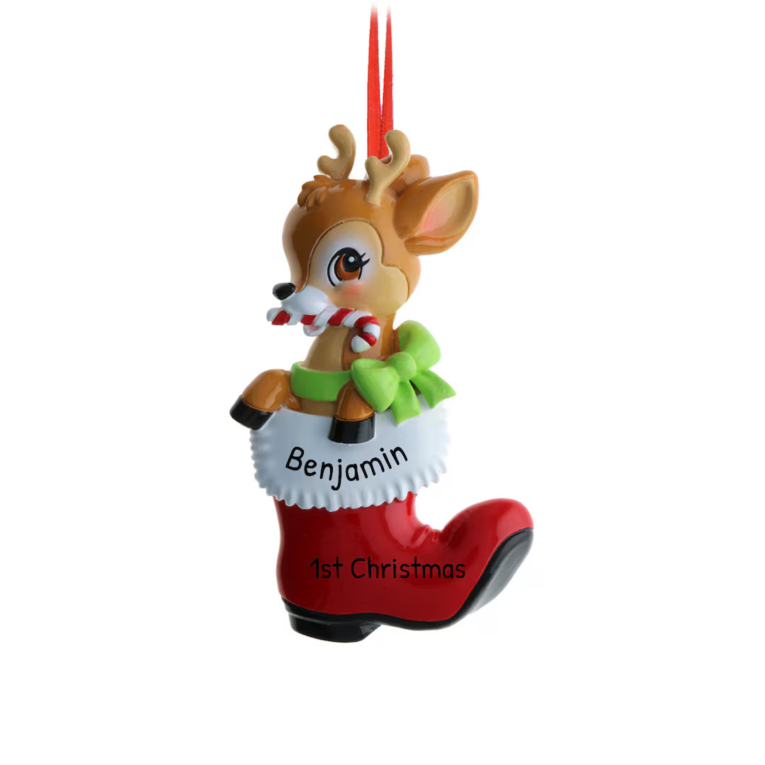 Personalized Babys First Christmas Ornament 2023 Reindeer Stocking Unisex 2023 Baby First Ornamen... | Etsy (US)