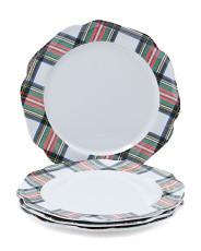 Set Of 4 Melamine Indoor Outdoor Plaid Hexagon Dinner Plates | Marshalls
