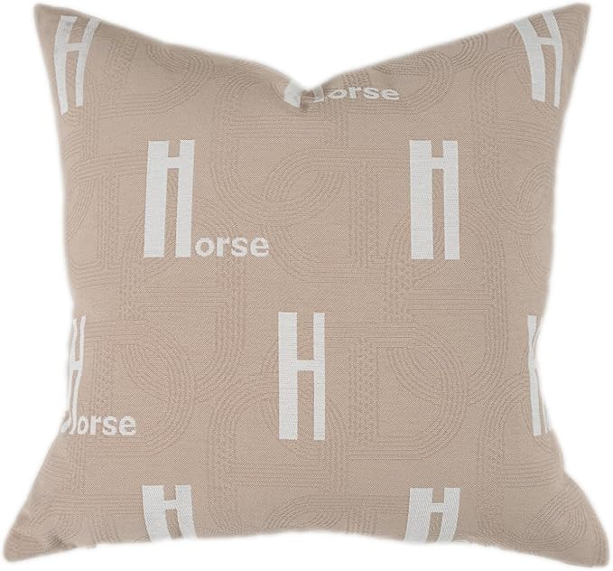 Croker Horse 20x20'' Inches Throw Pillow Cushion Cover - Beige H Letter Embroidery Modern Fashion... | Amazon (US)