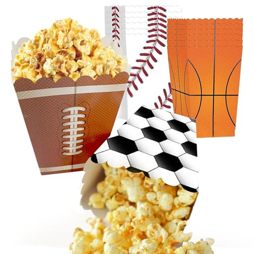 48Pcs Football Party Supplies Bags, Small Popcorn Boxes, Movie Night Supplies, Sports Theme Birthday Party Containers for Football Party, Basketball Events, Birthday Gatherings and Carnival Decorations | Amazon (US)