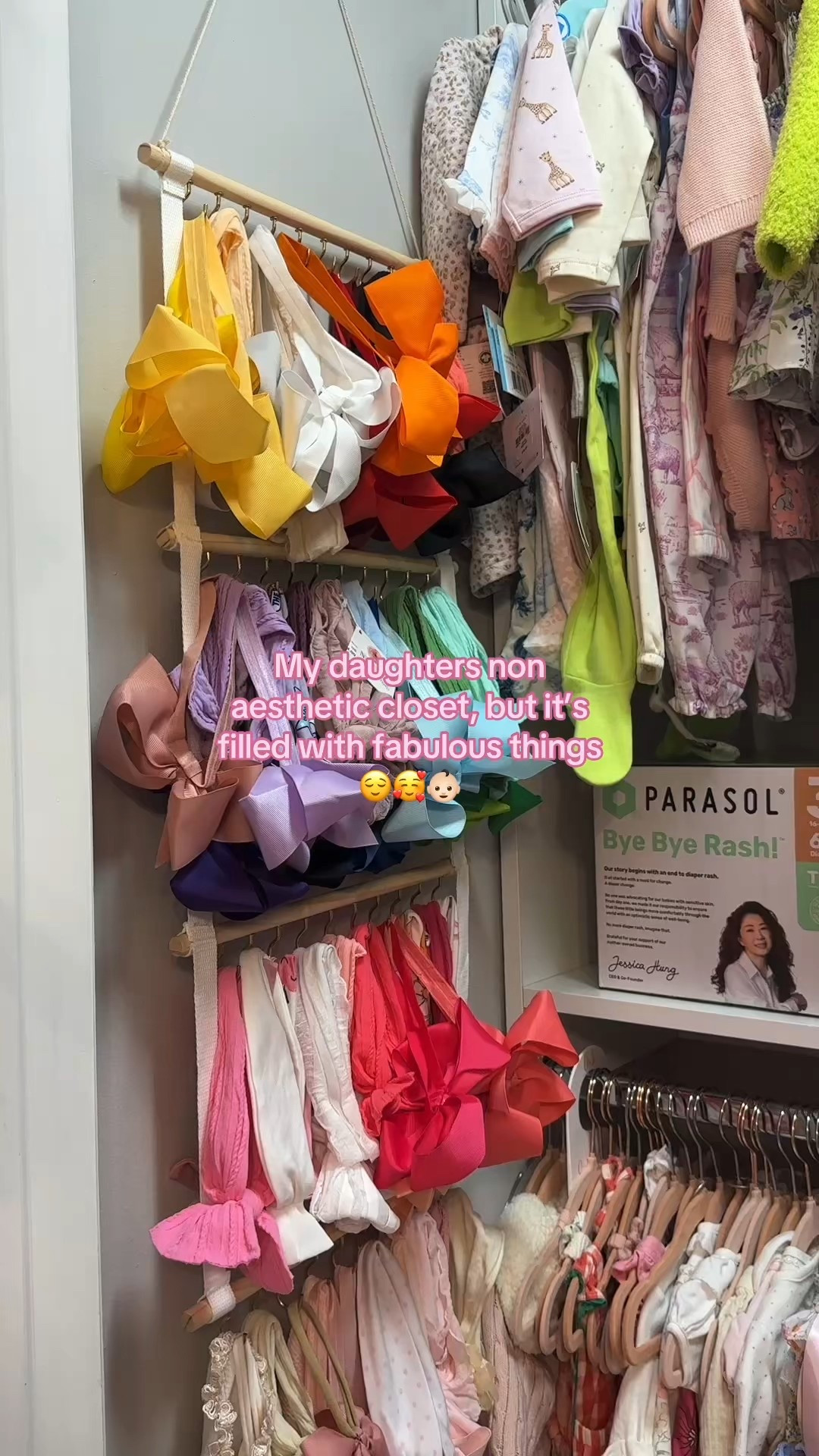 Nursery closet details! 

Baby girl room / baby girl / baby closet / kids closet / baby girl closet / headband holder / baby headbands / baby hangers / baby closet dividers 

#LTKHome #LTKBaby #LTKKids