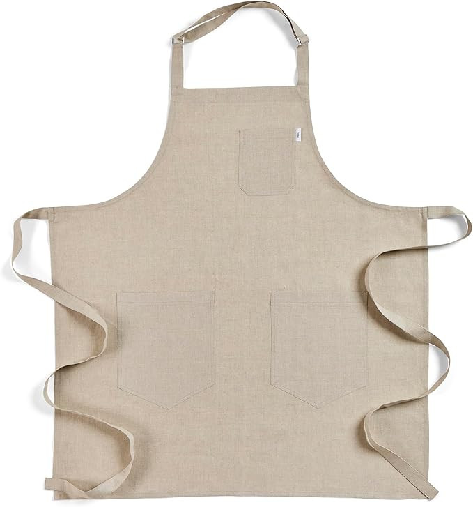 Solino Home Linen Kitchen Apron for Men & Women - Natural Bib Apron with Front Pockets - Handcraf... | Amazon (US)
