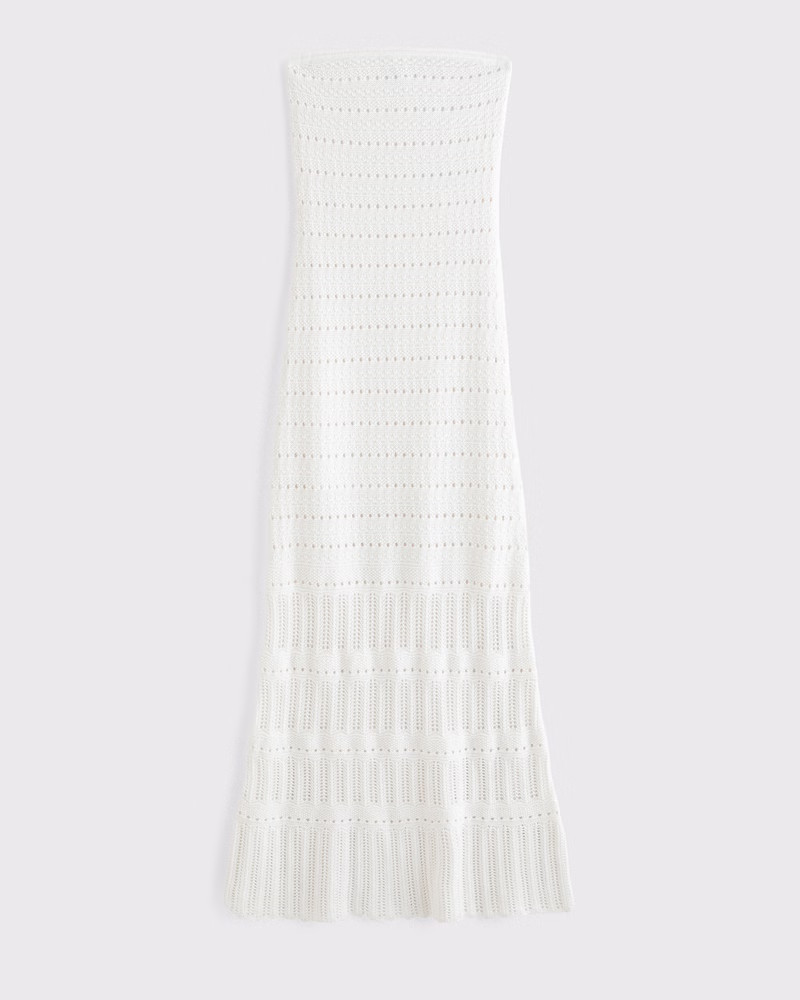 Women's Strapless Crochet-Style Maxi Dress | Women's Dresses & Jumpsuits | Abercrombie.com | Abercrombie & Fitch (US)