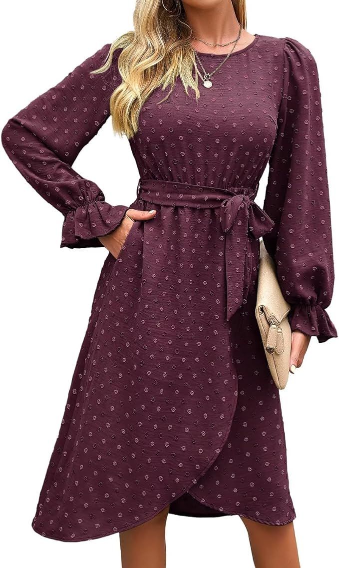Falechay Summer Dresses for Women 2023 Belted Sleeveless Split Midi Dress Casual Crew Neck Boho S... | Amazon (US)