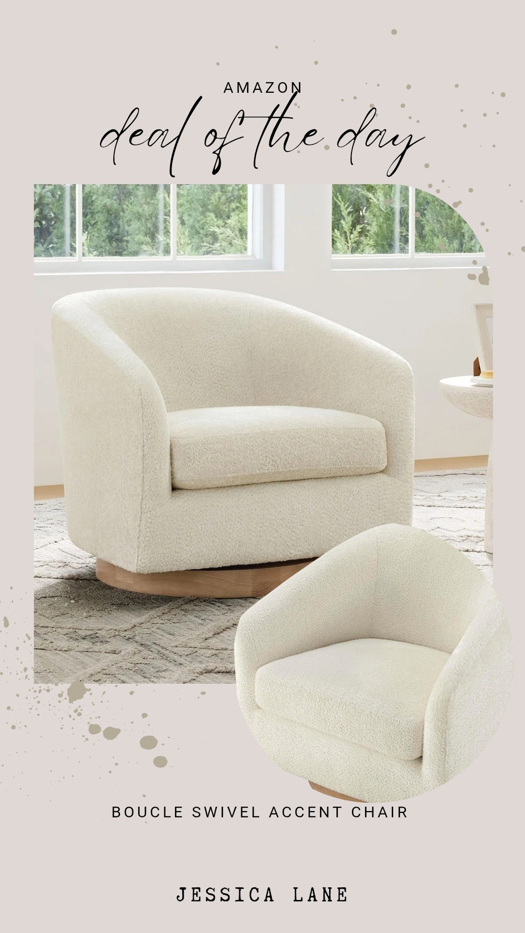 Chita Home boucle swivel barrel accent chair. High quality textured fabric and a comfortable curved silhouette for a modern aesthetic.#ChitaHome #BoucleChair #AccentChair #ModernHome #AmazonFinds

#LTKSpringSale #LTKSaleAlert #LTKHome