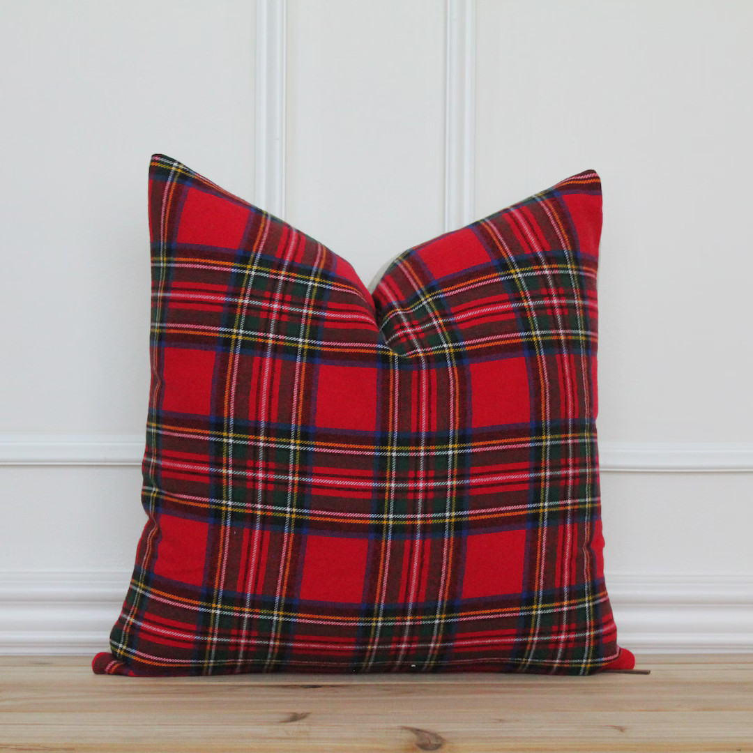 Red Plaid Pillow Cover Handmade Throw Pillow Cover Designer Pillow Covers Farmhouse Pillow Cover ... | Etsy (US)