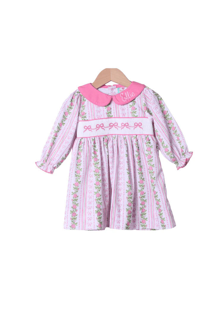 Smocked Bow Fancy Floral Dress | The Smocked Flamingo