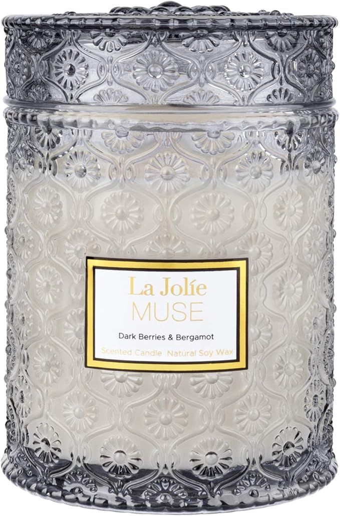 LA JOLIE MUSE Dark Berries & Bergamot Scented Candle, Large Glass Jar Candle, Candle Gift, Natura... | Amazon (US)