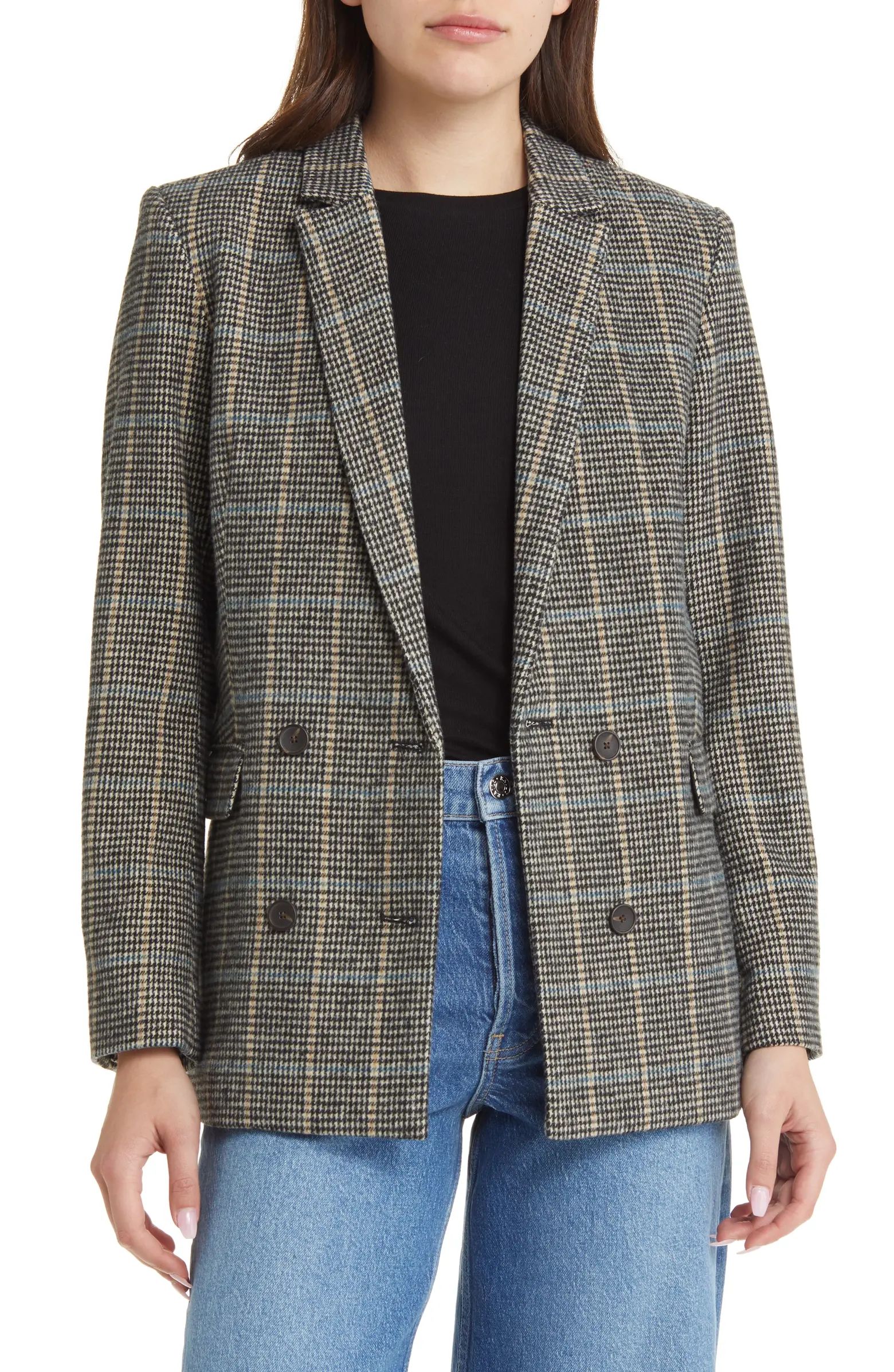 Rails Cody Houndstooth Check Double Breasted Blazer | Nordstrom | Nordstrom