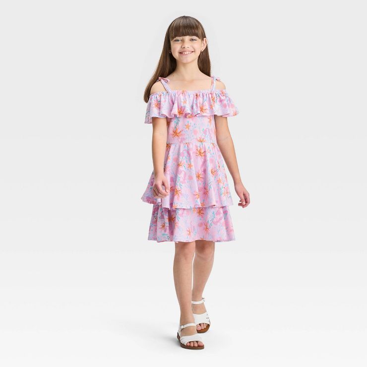 Girls' Disney The Little Mermaid Coral & Flowers Dress - Pink | Target