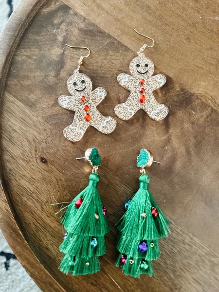 Gingerbread and Christmas tree holiday earrings