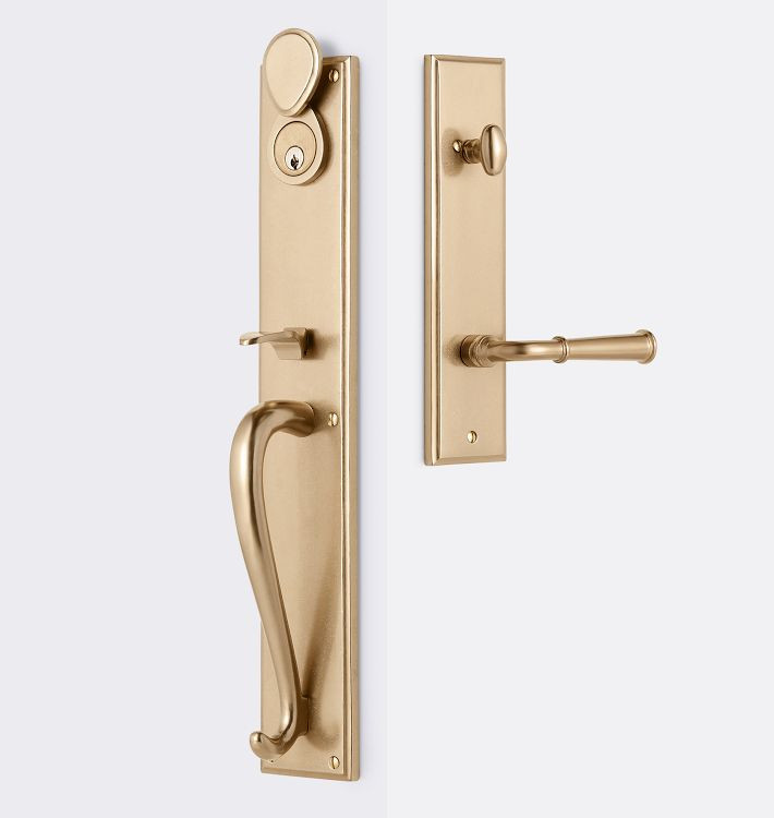 Raegan D-Handle Lever Exterior Bronze Door Set | Rejuvenation