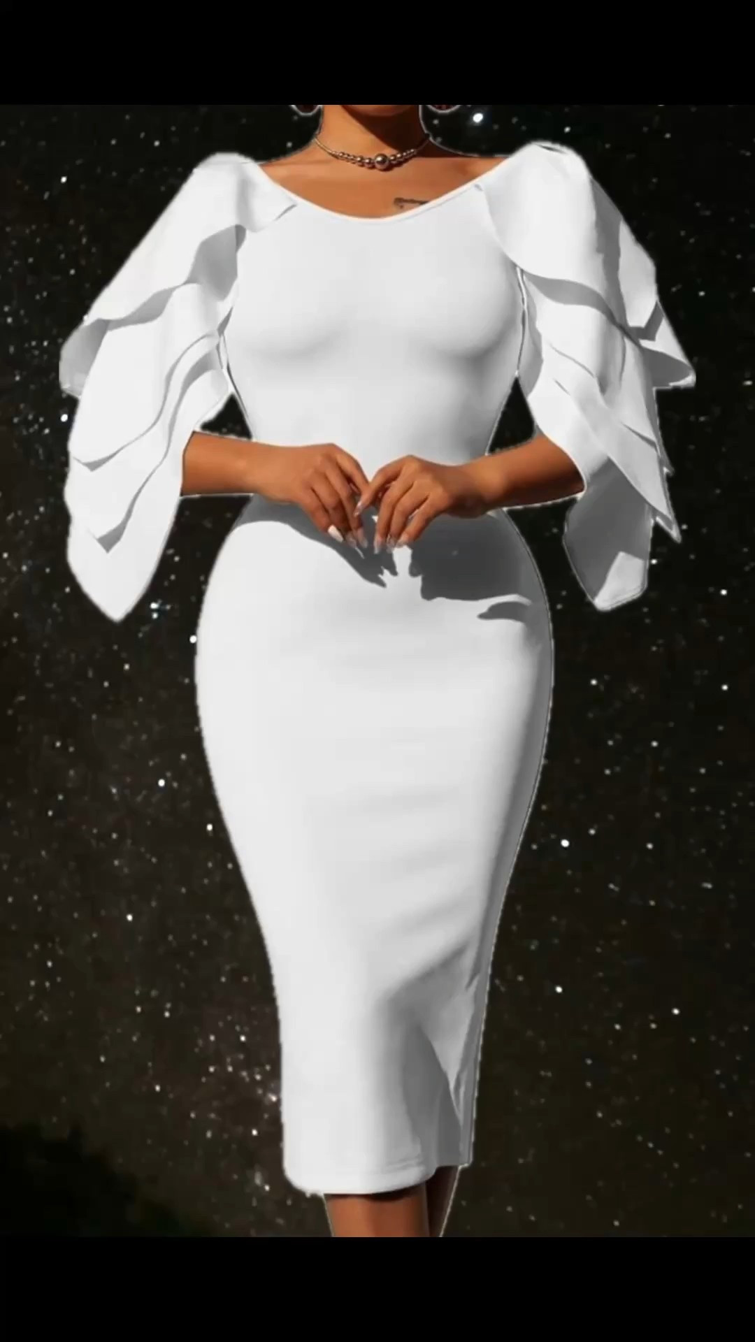 White midi cocktail dress with fun sleeves. Under $40 on Amazon. 

#LTKFindsUnder50 #LTKWedding #LTKFindsUnder100