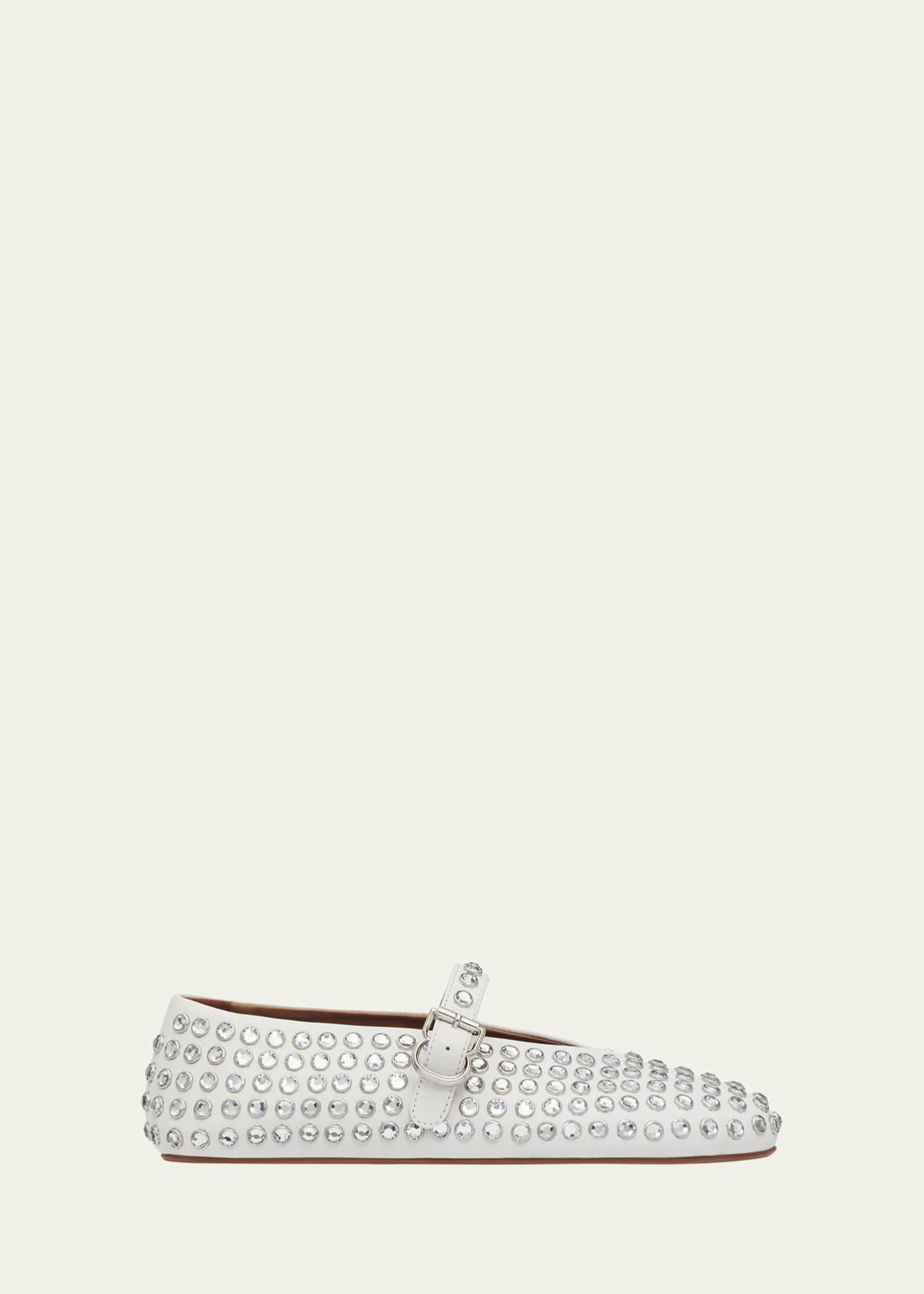 ALAIA Leather Mary Jane Flats With Allover Studs | Bergdorf Goodman