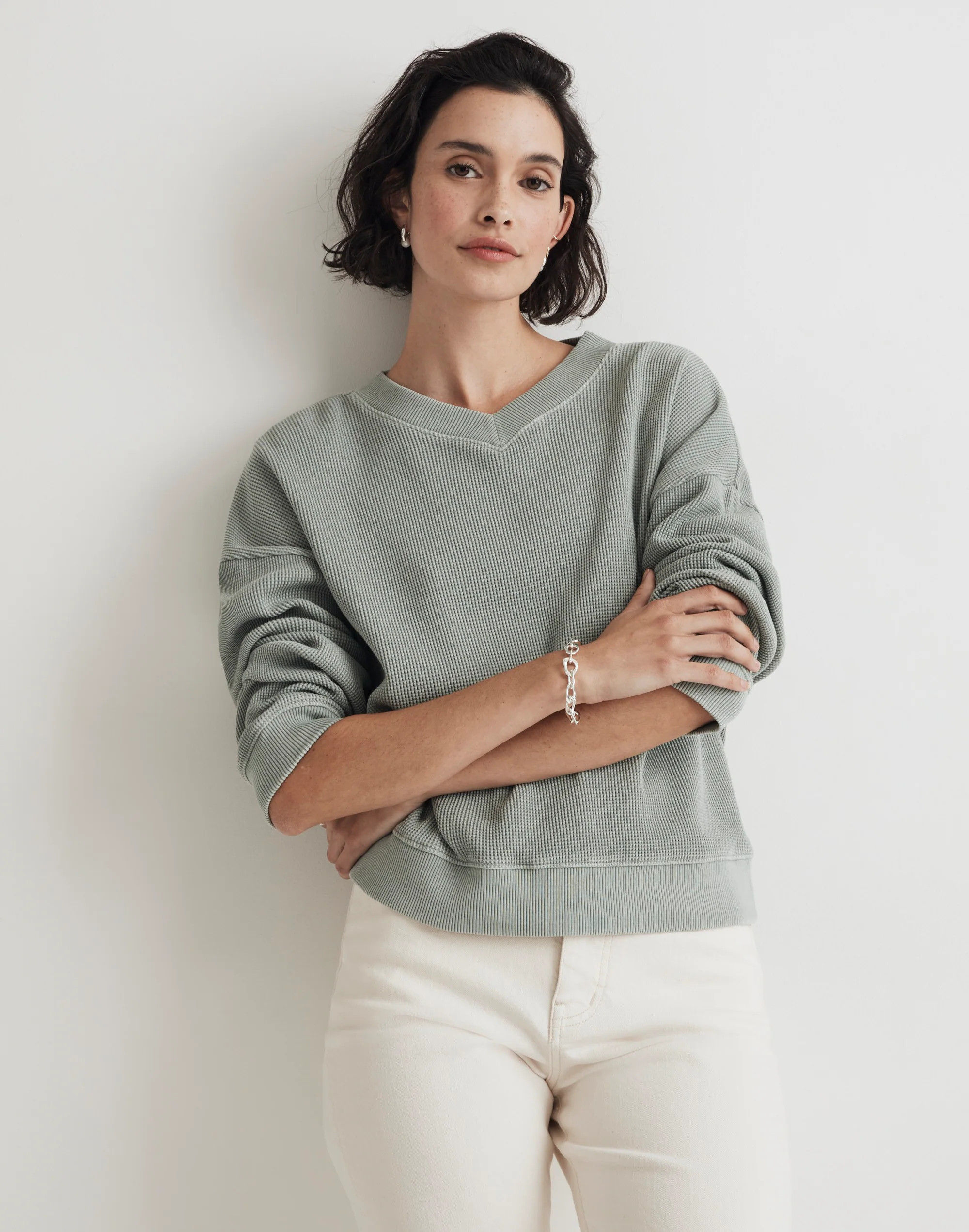 Waffle Knit Boxy Sweatshirt Tee | Madewell