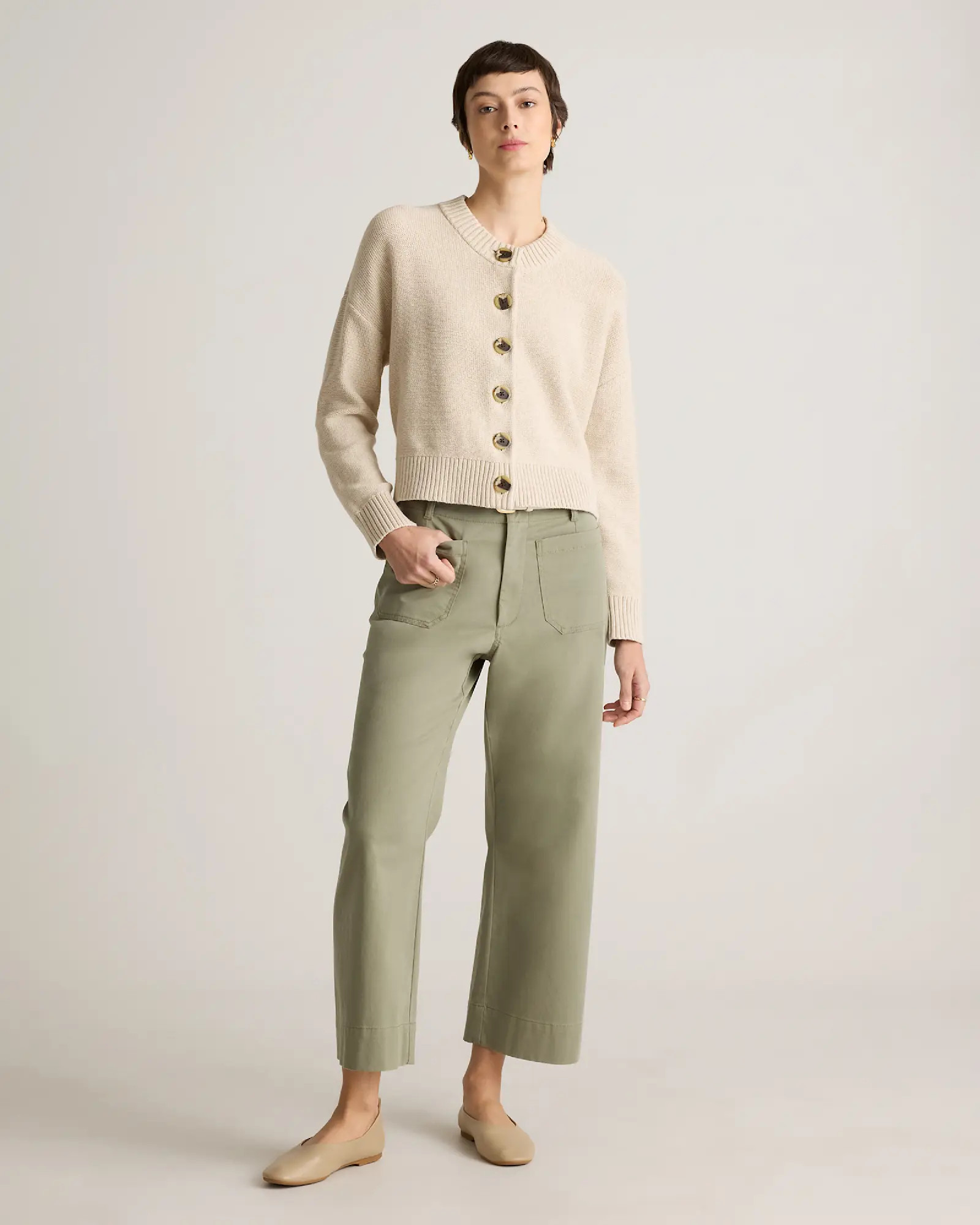 100% Organic Cotton Cropped Cardigan | Quince