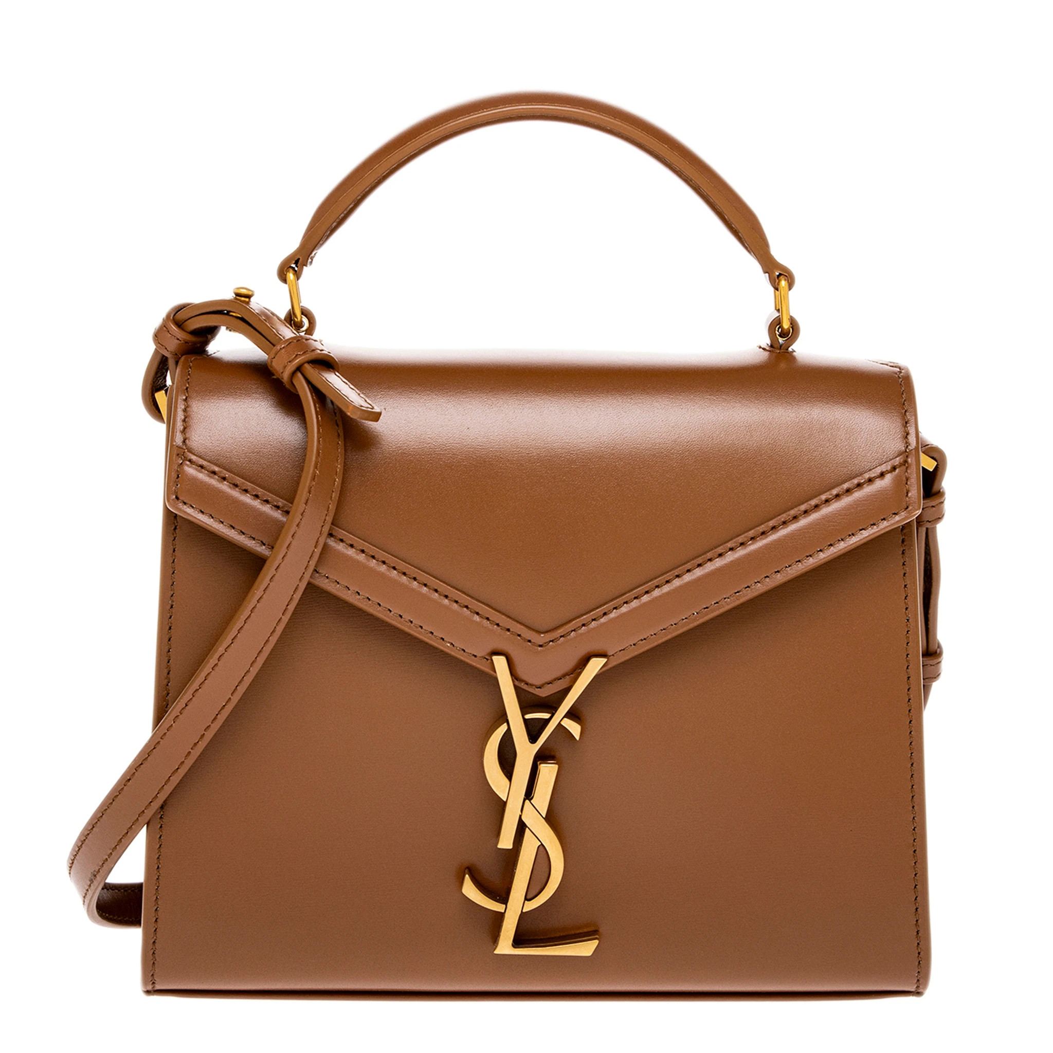 Saint Laurent Cassandra Mini Top Handle Bag in Box Leather - Overstock - 44233340 | Overstock