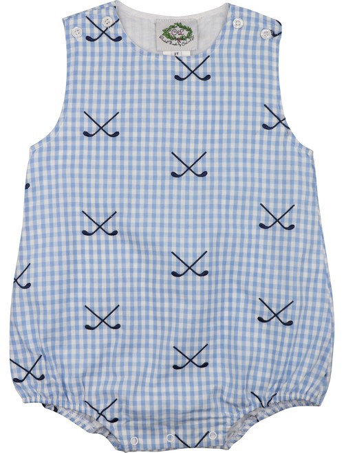 Blue Check Embroidered Golf Clubs Bubble | Cecil and Lou