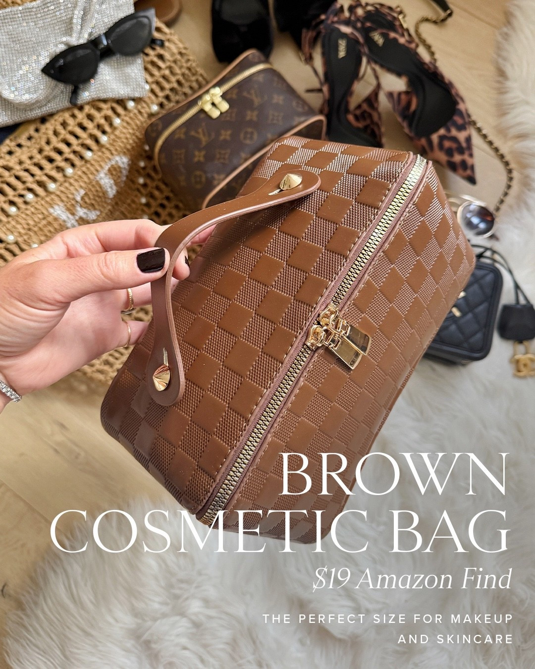 The best brown checkered cosmetic bag for skincare and makeup!!🤎🤎 $19 from
Amazon! 

Travel
Beauty 

#LTKTravel #LTKFindsUnder50 #LTKBeauty