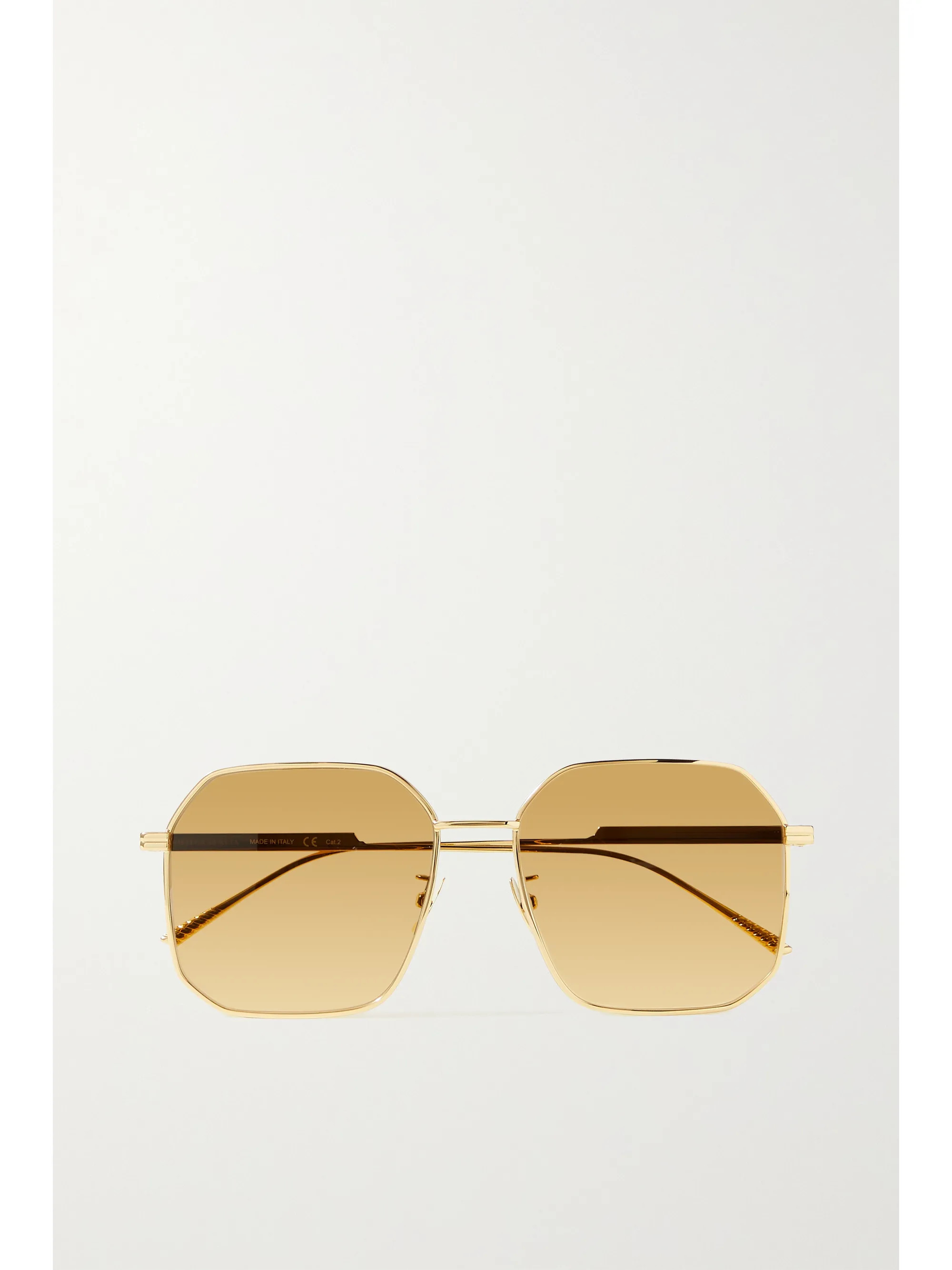 Gold Hexagon-frame gold-tone mirrored sunglasses  | Bottega Veneta | NET-A-PORTER | NET-A-PORTER (UK & EU)
