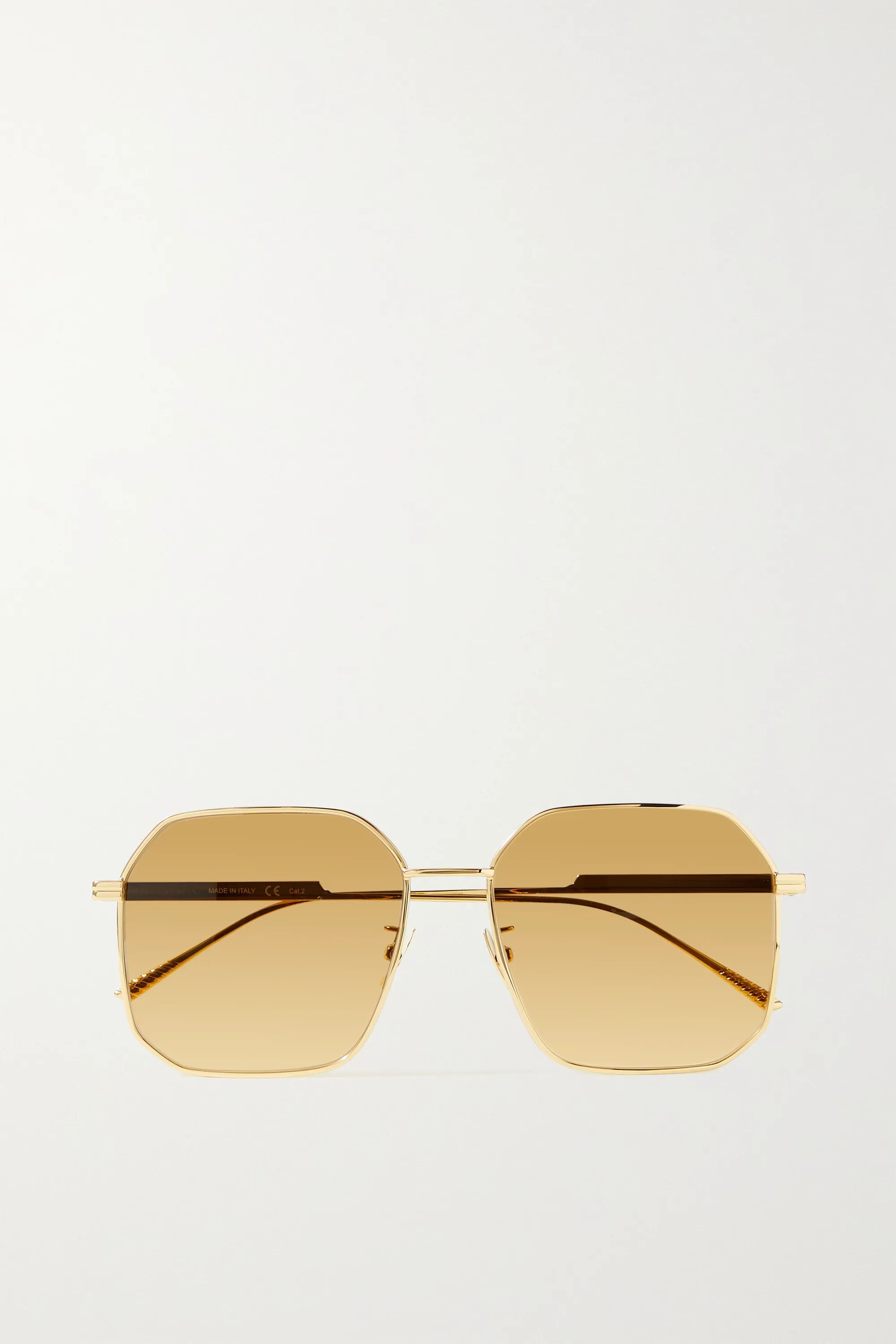 Gold Hexagon-frame gold-tone mirrored sunglasses  | Bottega Veneta | NET-A-PORTER | NET-A-PORTER (UK & EU)