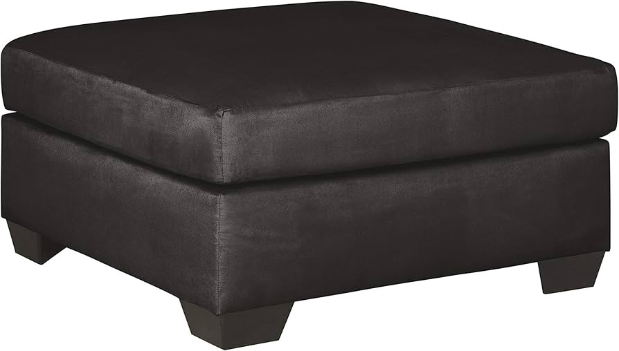Signature Design by Ashley Darcy Casual Plush Square Oversized Ottoman, Black | Amazon (US)