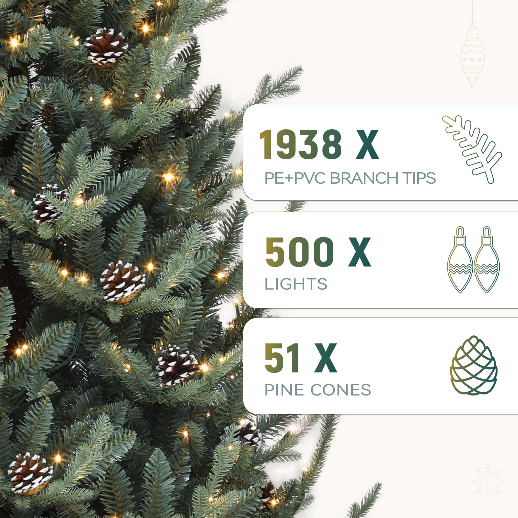 YITAHOME 7.5FT Prelit Blue Christmas Tree with Remote, Pre-Decorated Artificial Hinged Hillside S... | Amazon (US)