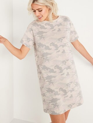 Loose Vintage Camo T-Shirt Shift Dress for Women | Old Navy (US)