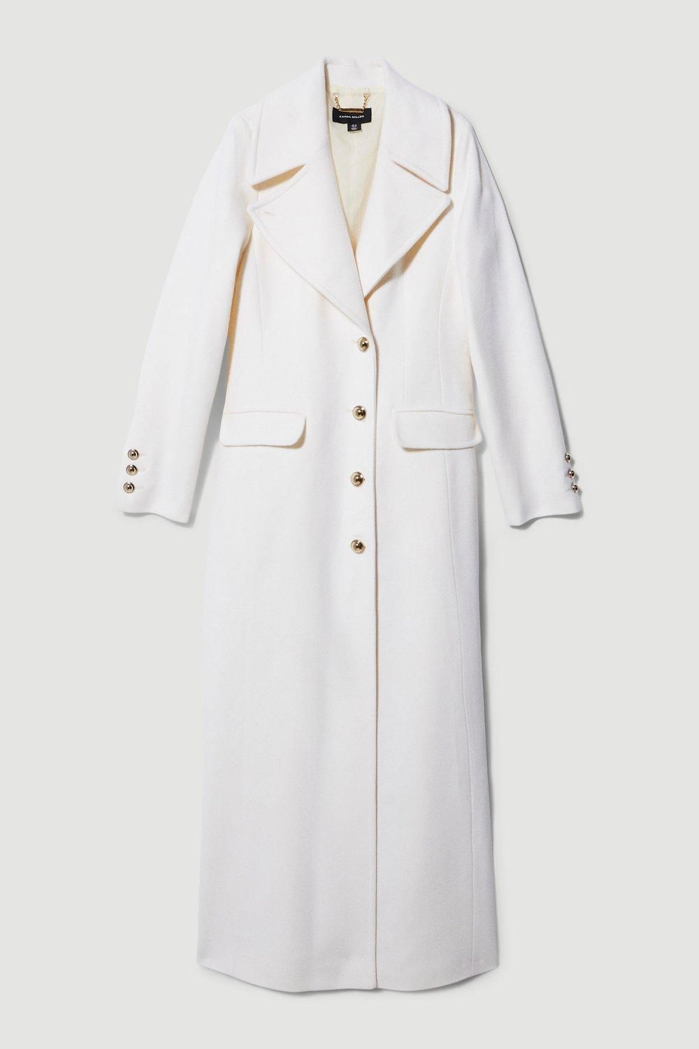 Italian Wool Side Split Tailored Maxi Coat | Karen Millen UK + IE + DE + NL