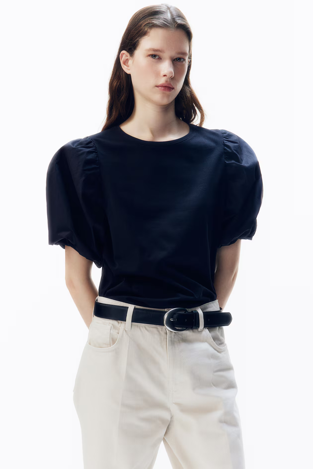 Balloon-Sleeved Top - Black - Ladies | H&M US | H&M (US + CA)