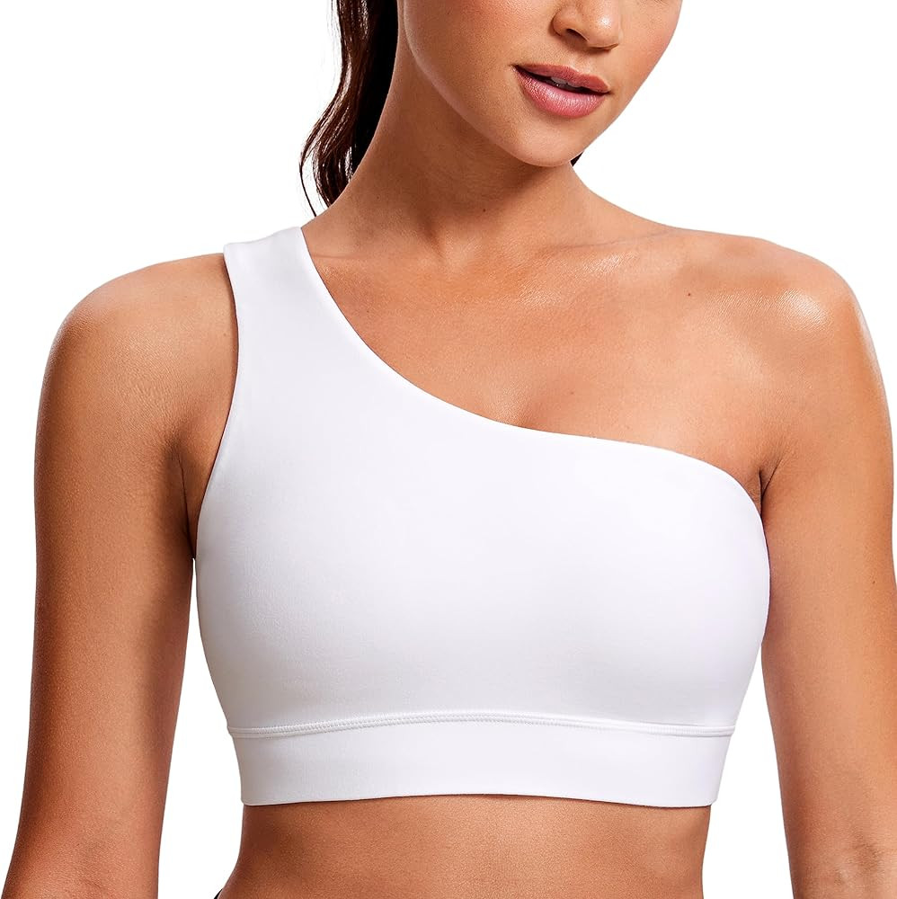 CRZ YOGA Butterluxe Womens One Shoulder Sports Bra - Sleeveless One Strap Low Impact Asymmetrical... | Amazon (US)