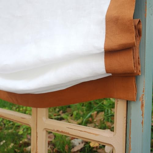 FANXINCAIWEI Roman Shades: Premium Handmade Relaxed Natual Linen for Windows - Custom Fabric Wind... | Amazon (US)