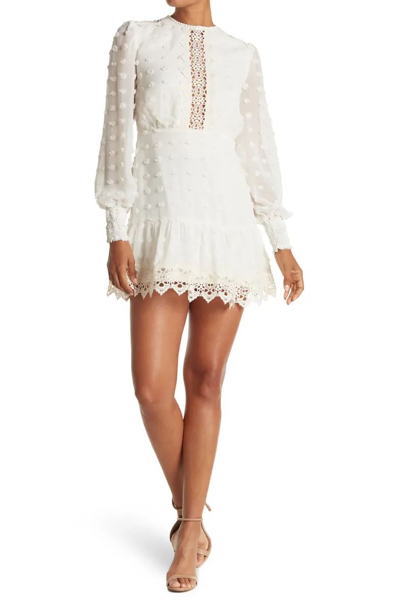 Rina Dotted Chiffon Lace Trim Dress | Nordstrom Rack