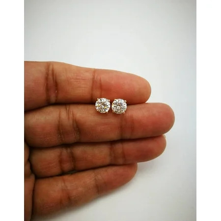 1 Ct Moissanite Diamond Stud Earrings Women s Diamond Solitaire Earrings 14k Yellow Gold plated or Rose Gold plated Over Classic Stud Earrings | Walmart (US)