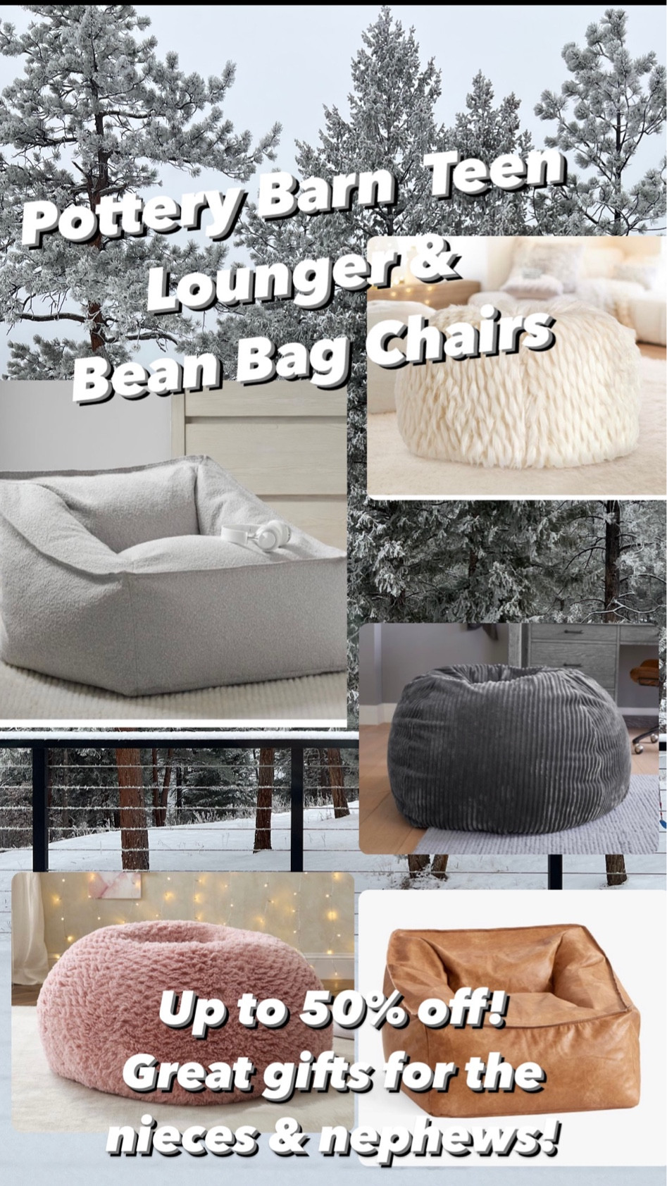 Pottery Barn Teen bean bag & lounger chairs up to 50% off! These are great gift ideas for the tween/early teen ages. 

#LTKhome #LTKsalealert #LTKCyberWeek