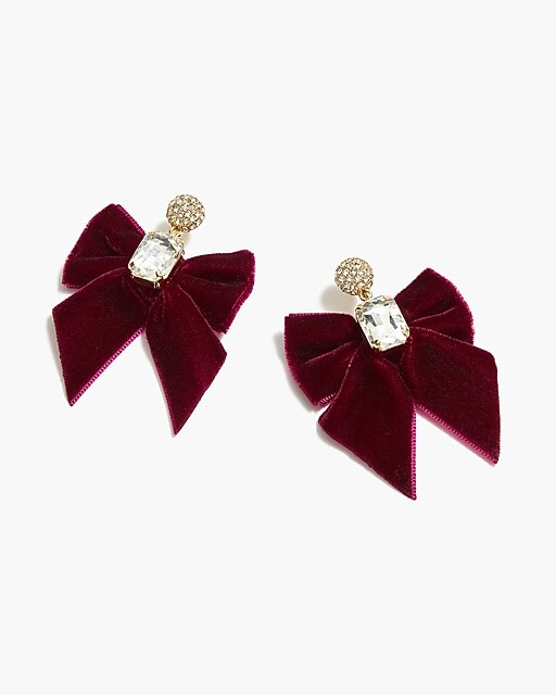 Velvet bow crystal statement earrings | J.Crew Factory
