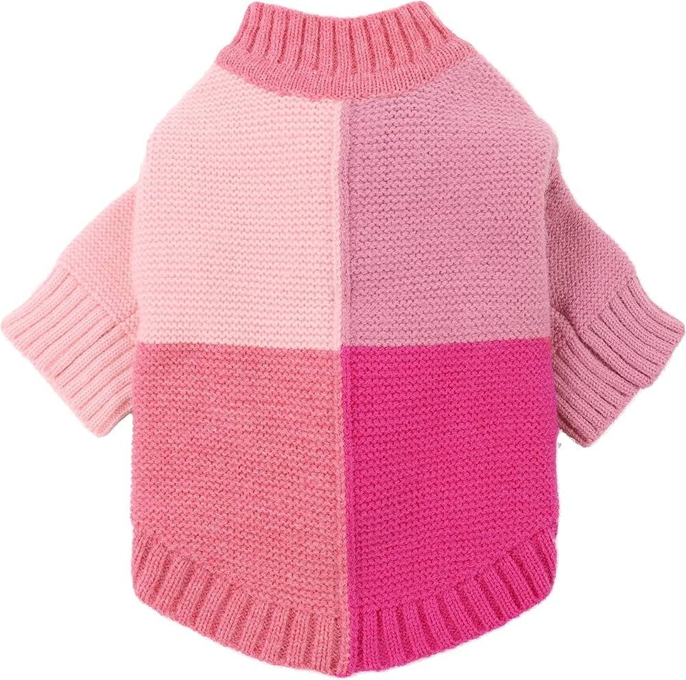 Fitwarm Color Block Dog Sweater, Knitted Pet Coat, Dog Winter Clothes for Small Dogs Girl, Cat Ap... | Amazon (US)