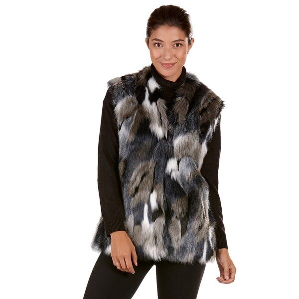 Women's Multicolor Faux Fur Patchwork Vest | Bed Bath & Beyond