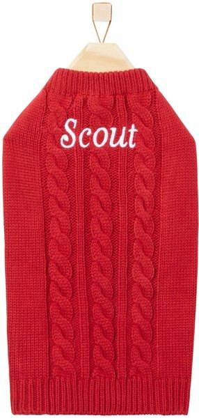 FRISCO Personalized Dog & Cat Cable Knitted Sweater, Medium, Red - Chewy.com | Chewy.com